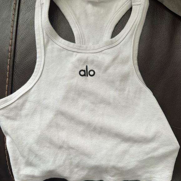ALO Yoga Ribbed White Tank - Picture 1 of 2